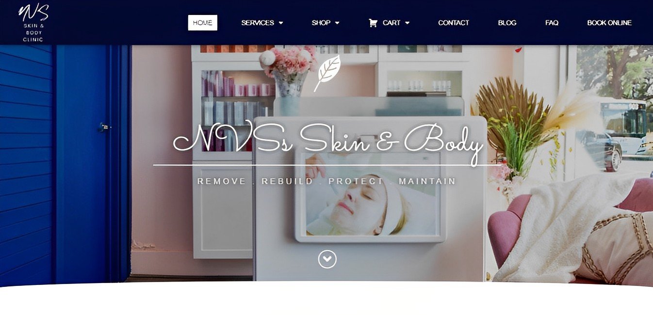 Business website for NVS Skin & Body Clinic. designed by Easy Flow Web Design.