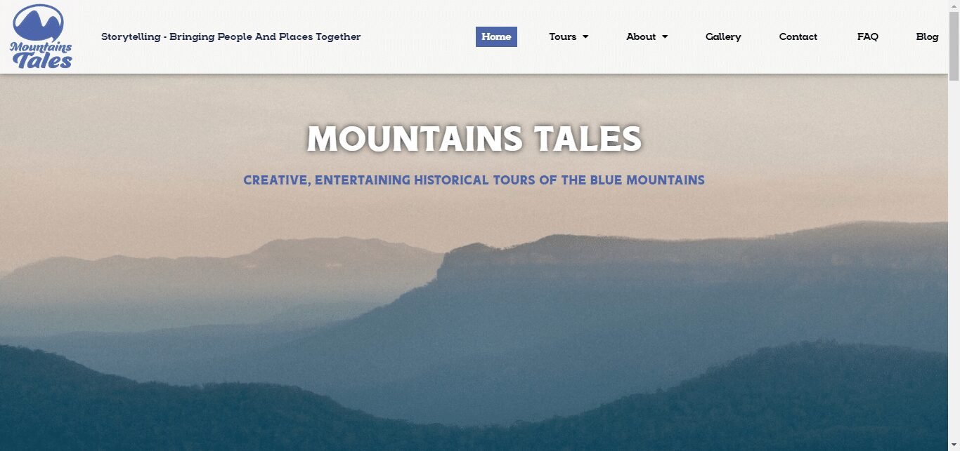 Business website for mountains tales, designed by Easy Flow Web Design.