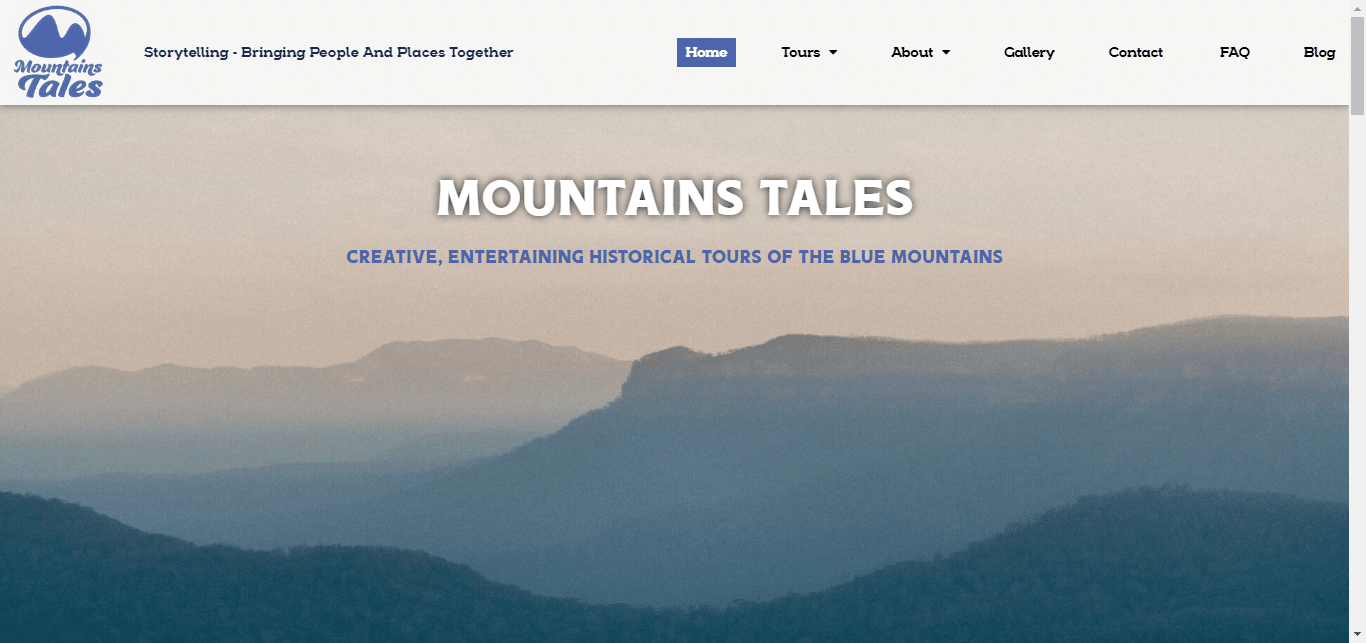 Business website for mountains tales, designed by Easy Flow Web Design.
