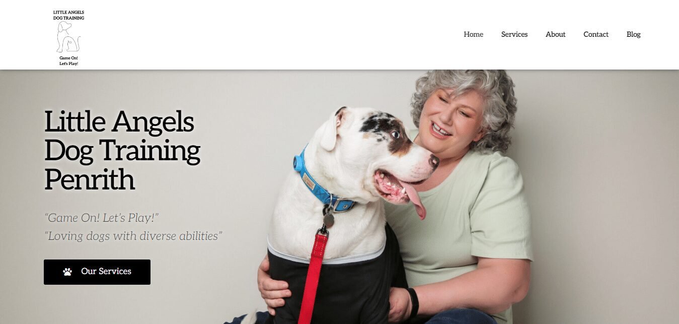 Business website for Little Angels Dog training, designed by Easy Flow Web Design.