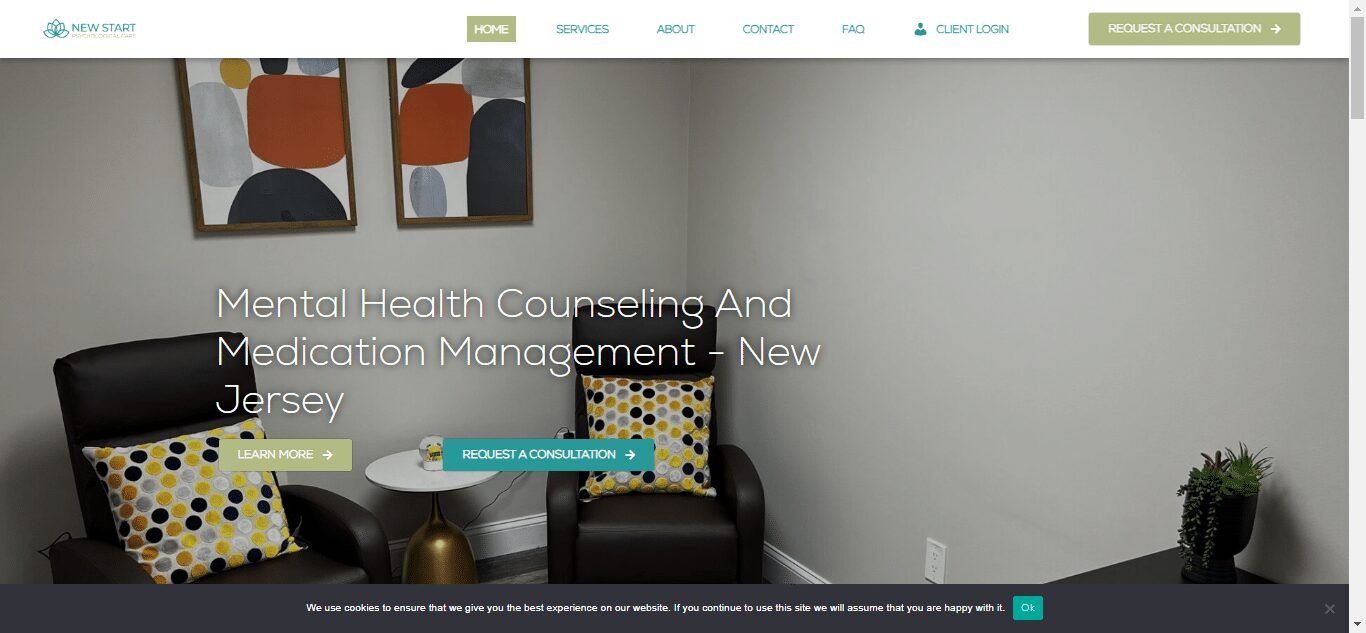 New Start Psychological Care's business website, designed by Easy Flow Web Design.