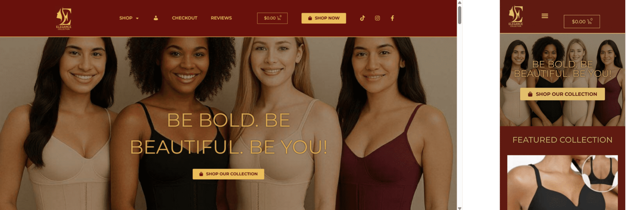 Elegance Collection luxury fashion boutique website designed by Easy Flow Web Design