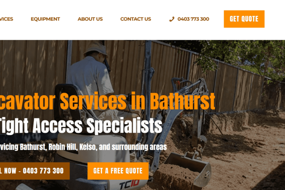 Mini excavator services responsive website