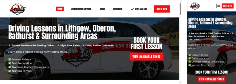 Driving lessons responsive website