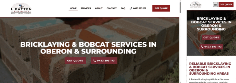 Bricklaying and bobcat services responsive website