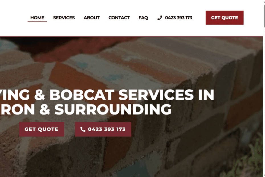 Bricklaying and bobcat services responsive website