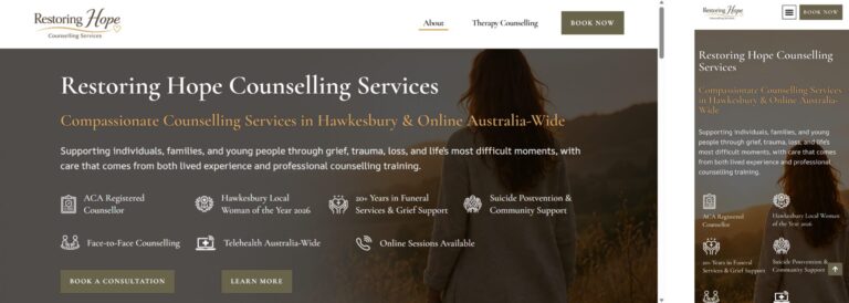 Restoring Hope Counselling Services responsive website