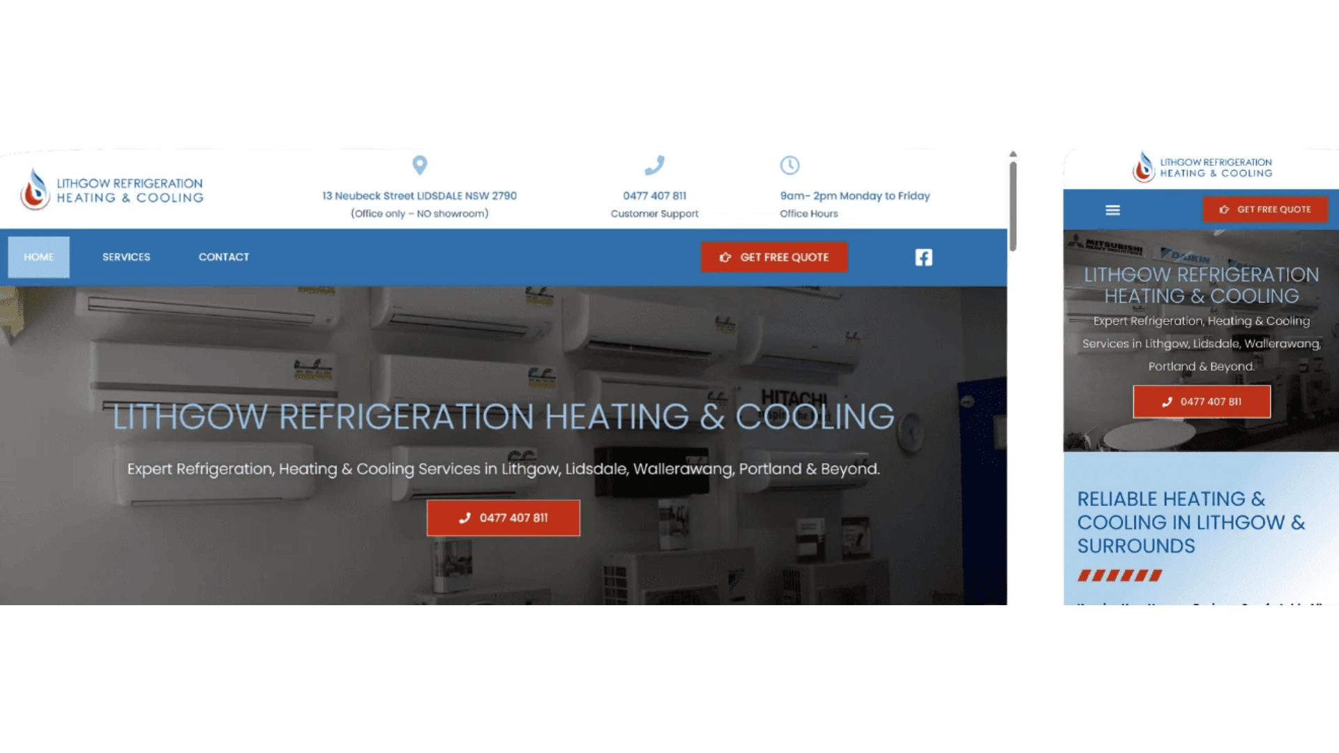 Lithgow Refrigeration Heating and Cooling website designed by Easy Flow Web Design