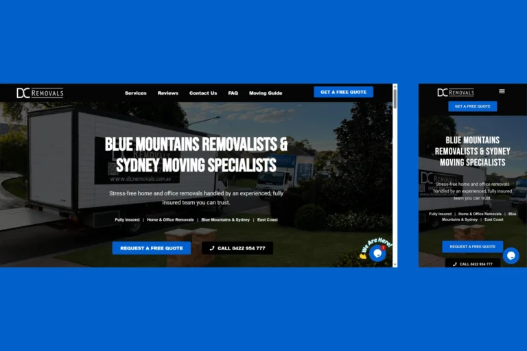 DC Removals redesigned website shown in full on desktop and mobile