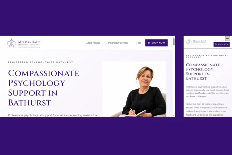 Melissa Davis Psychologist Bathurst website shown in full on desktop and mobile