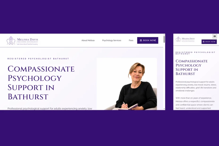 Melissa Davis Psychologist Bathurst website shown in full on desktop and mobile