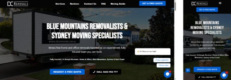 DC Removals website redesign shown on desktop and mobile