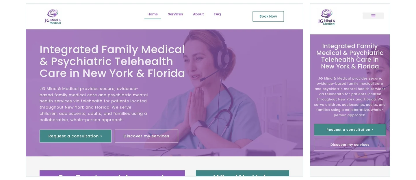 JG Mind & Medical desktop website preview
