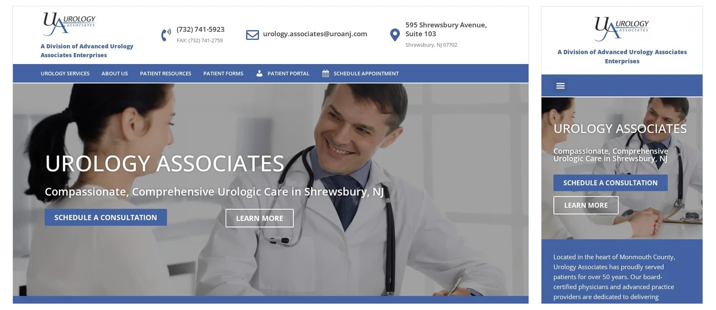 Urology Associates website shown on desktop and mobile